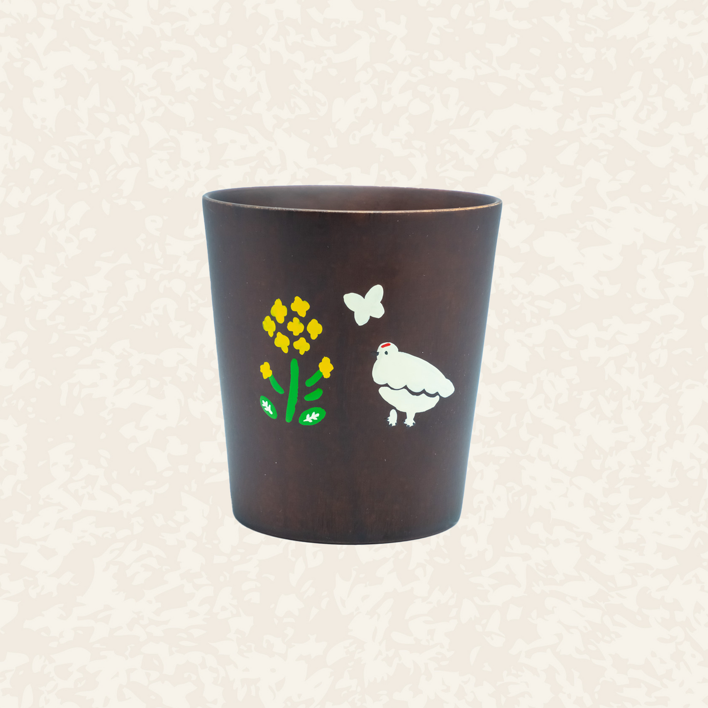 木製タンブラー【ブラウン】らいちょう漆絵