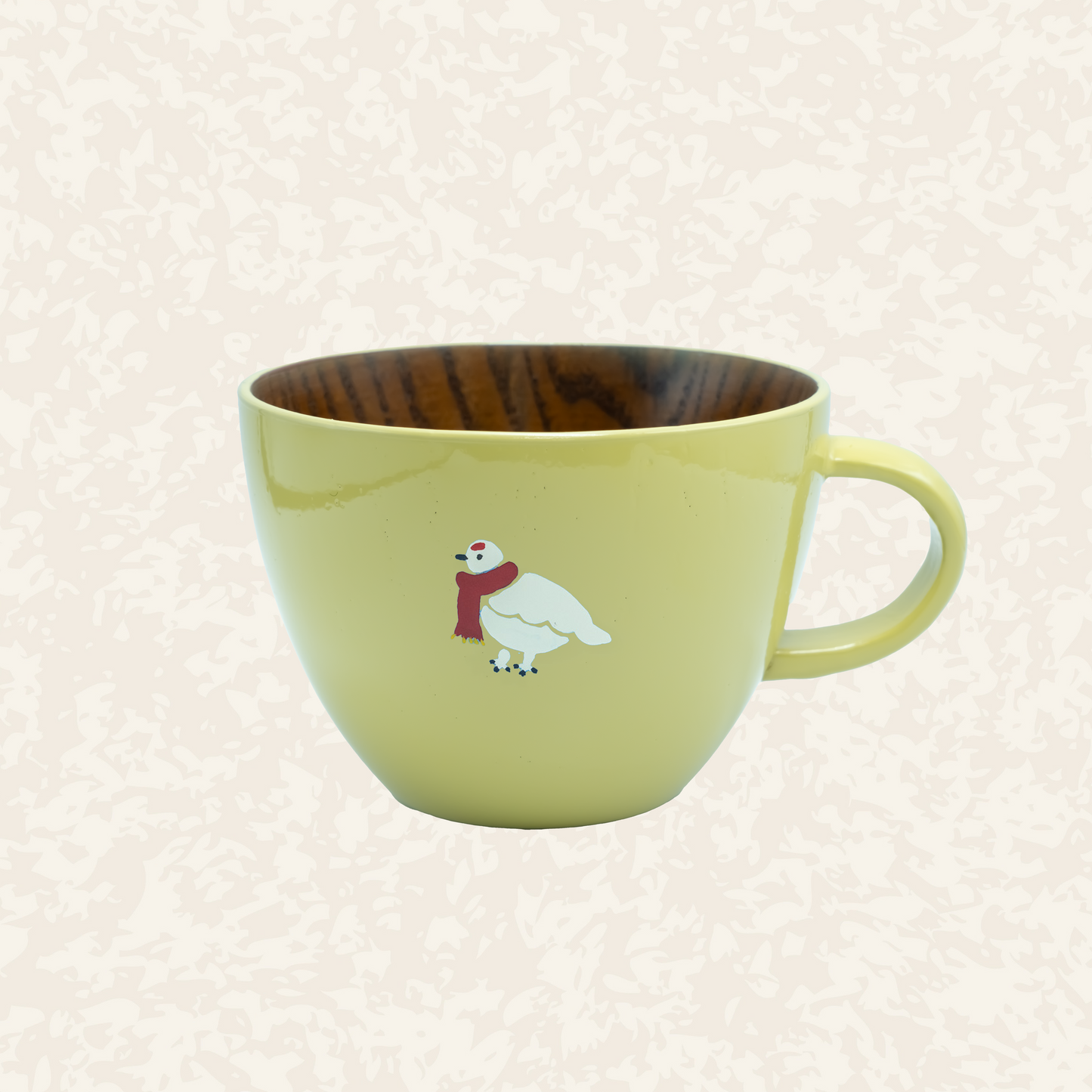 【秋冬ver】木製スープマグ らいちょう漆絵
