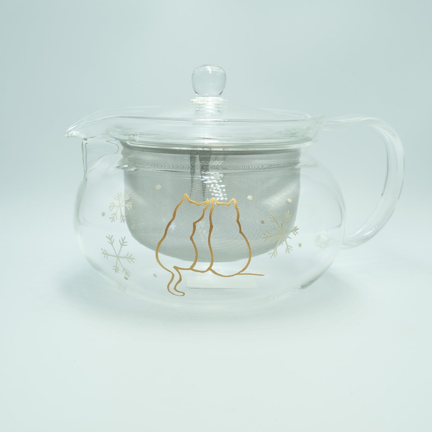 冬に寄り添う猫|ティーポット|耐熱ガラス|700ml
