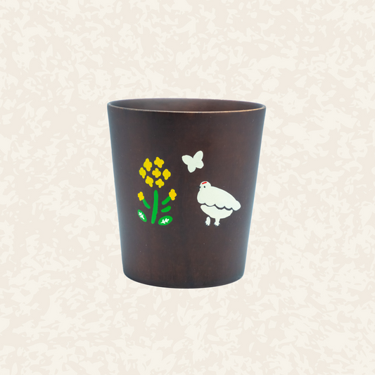 木製タンブラー【ブラウン】らいちょう漆絵