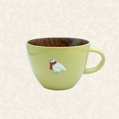 【秋冬ver】木製スープマグ らいちょう漆絵