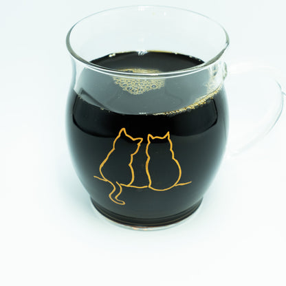 寄り添う猫｜マグカップ｜耐熱ガラス｜330ml